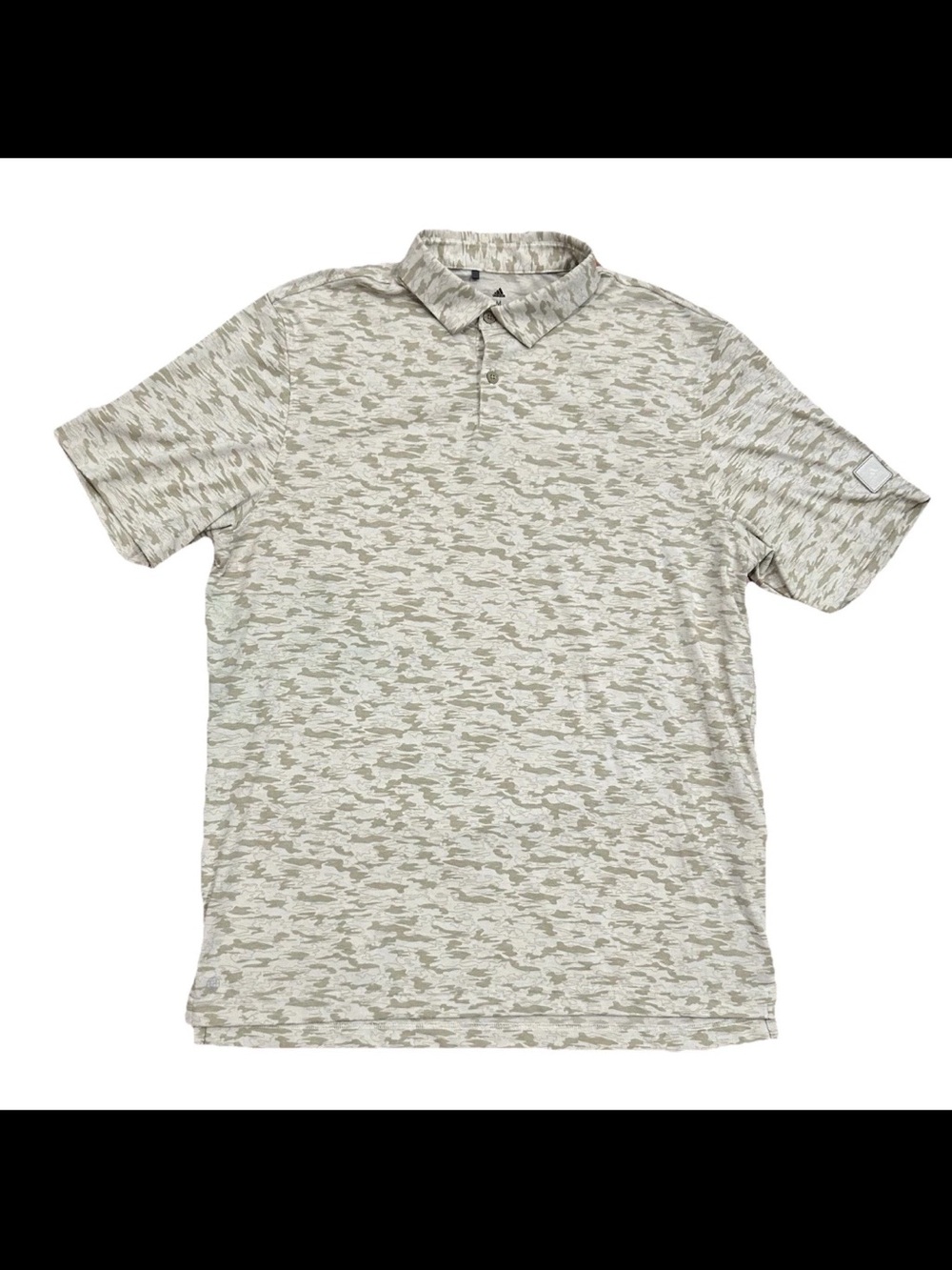 Adidas Go-To Polo Mens Medium Brown Camo Print Lightweight Golf Performance